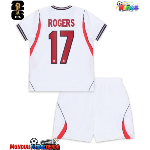 Camiseta Inglaterra Morgan Rogers #17 Primera Equipación Replica Mundial 2026 para niños mangas cortas (+ Pantalones cortos)